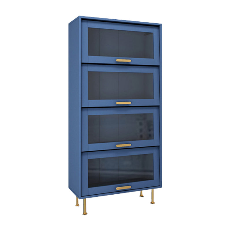 Glam Glass Doors Buffet Stand MDF Buffet Server Cabinet with Storage in Blue