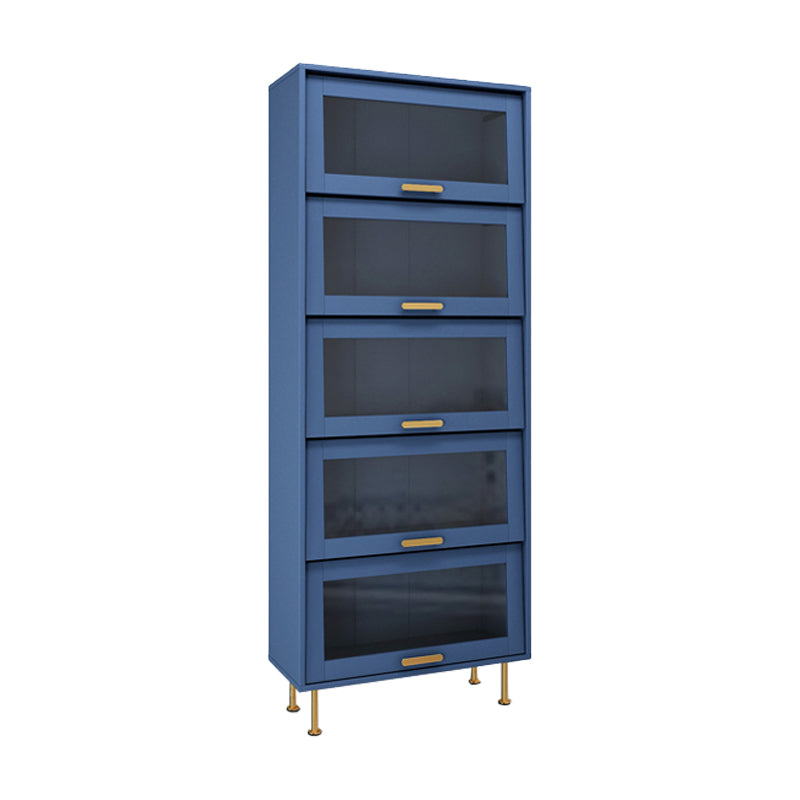 Glam Glass Doors Buffet Stand MDF Buffet Server Cabinet with Storage in Blue