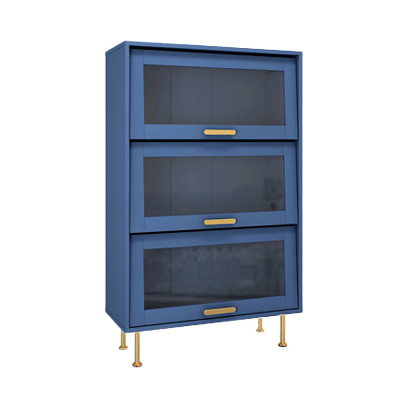 Glam Glass Doors Buffet Stand MDF Buffet Server Cabinet with Storage in Blue