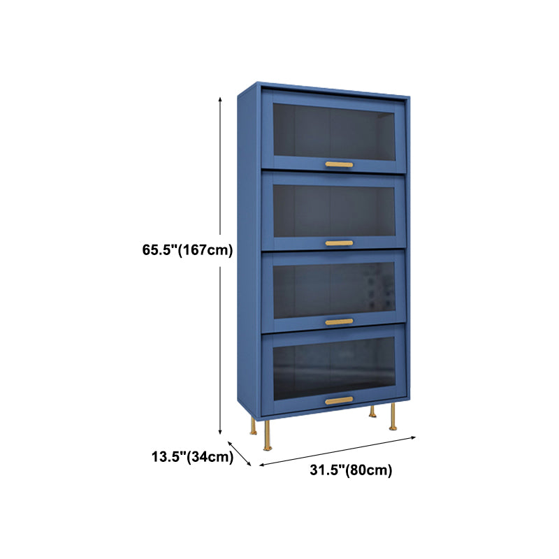 Glam Glass Doors Buffet Stand MDF Buffet Server Cabinet with Storage in Blue