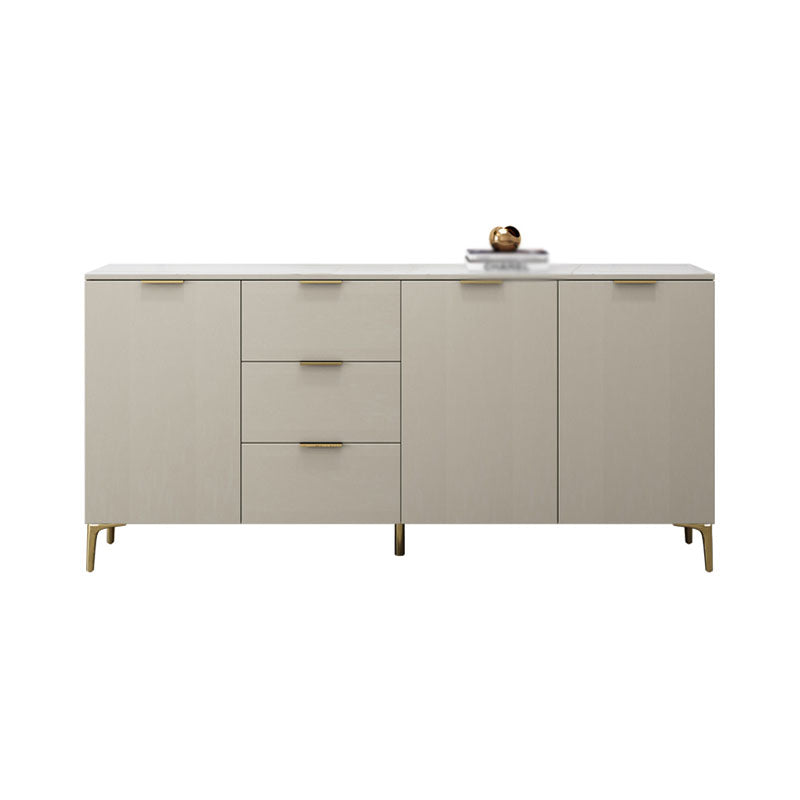 Glam Drawer Sideboard Engineered Wood Credenza with Stone Countertop for Living Room