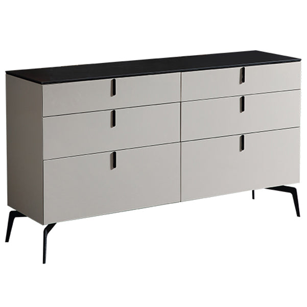 Modern Engineered Wood Sideboard 6-Drawer Buffet Table with Stone for Living Room