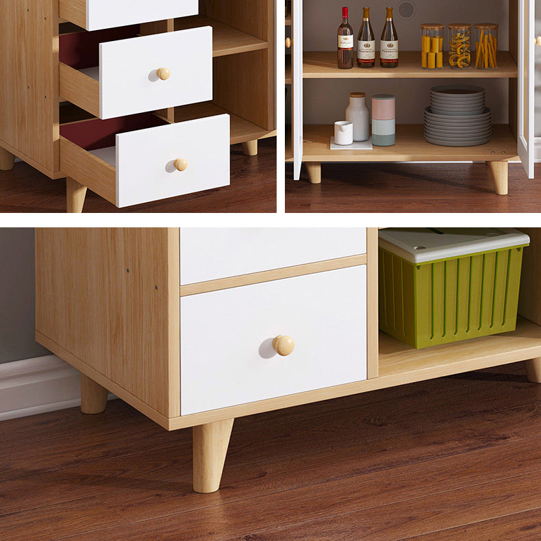 Modern Style Sideboard Buffet Engineered Wood Drawers and Cabinets Storage Sideboard