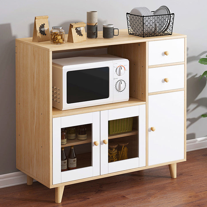 Modern Style Sideboard Buffet Engineered Wood Drawers and Cabinets Storage Sideboard