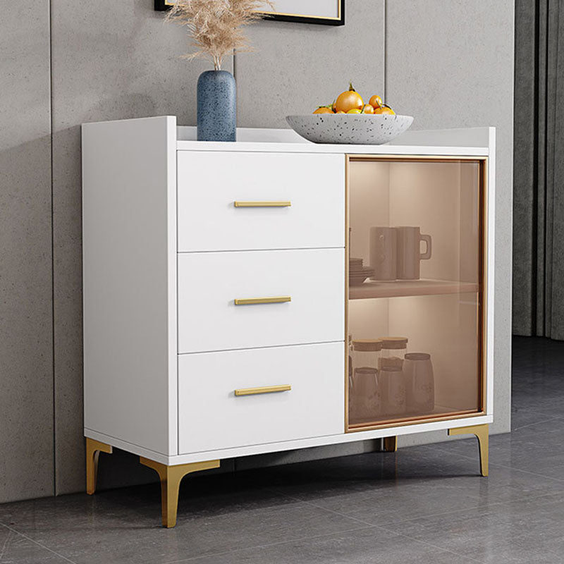 Modern Engineered Wood Sideboard 35.4"H Buffet Server with Glass Doors