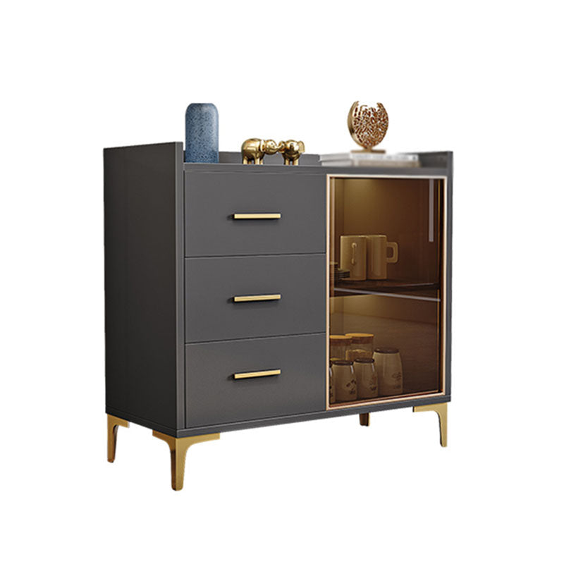 Modern Engineered Wood Sideboard 35.4"H Buffet Server with Glass Doors