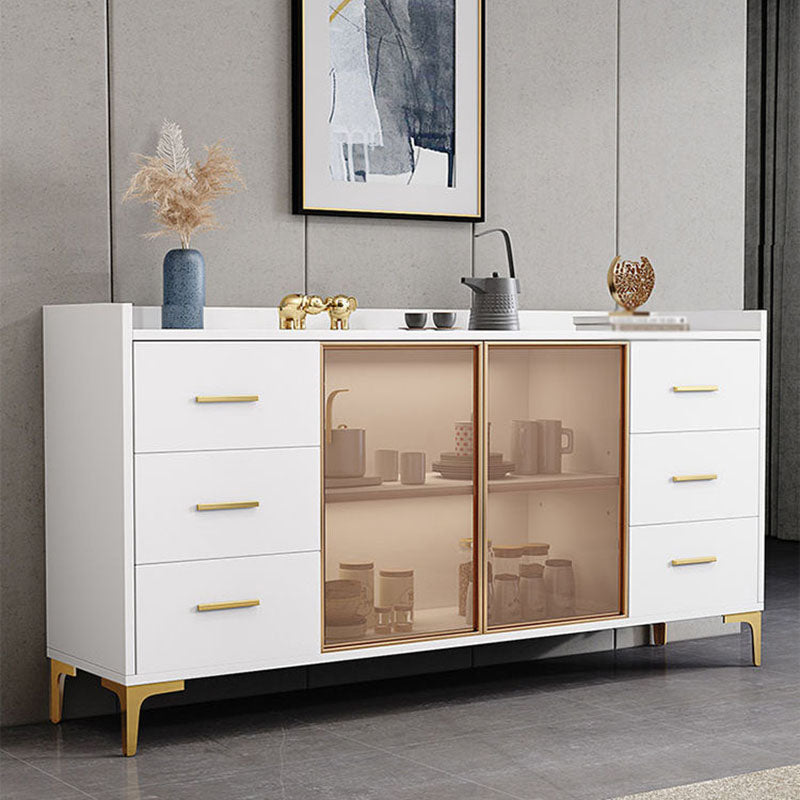 Modern Engineered Wood Sideboard 35.4"H Buffet Server with Glass Doors