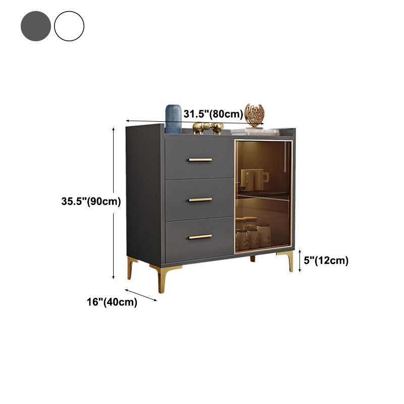 Modern Engineered Wood Sideboard 35.4"H Buffet Server with Glass Doors