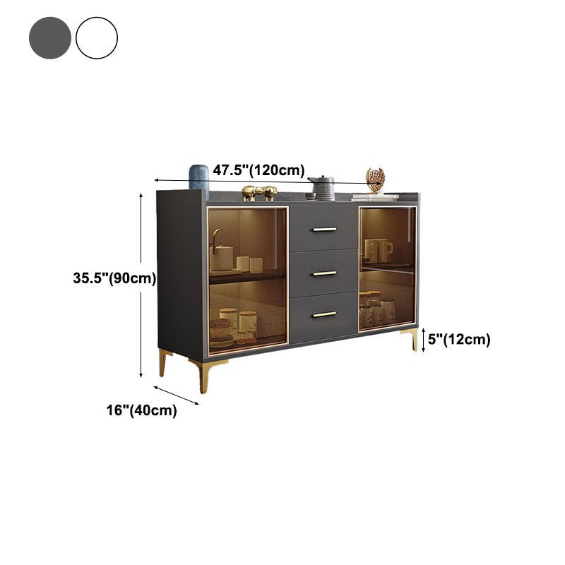 Modern Engineered Wood Sideboard 35.4"H Buffet Server with Glass Doors