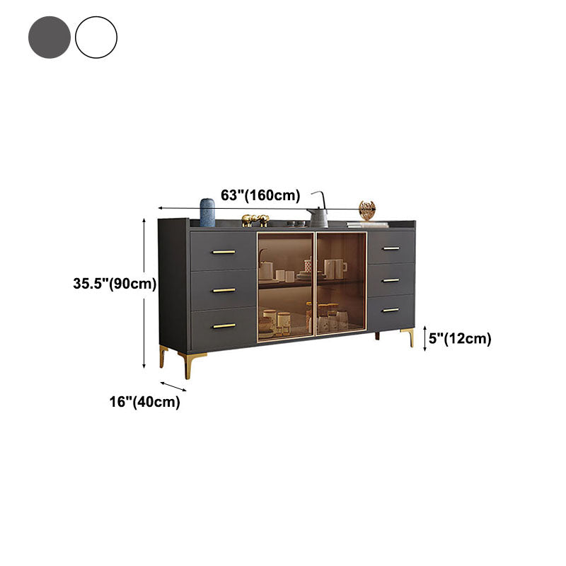 Modern Engineered Wood Sideboard 35.4"H Buffet Server with Glass Doors