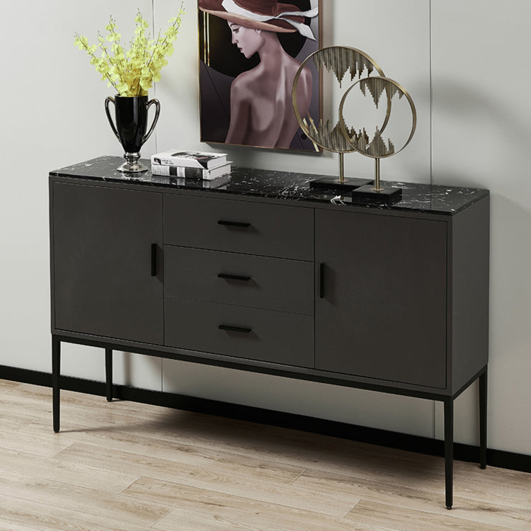 Glam Sideboard Table with Stone Top Buffet Sideboard Cabinets and Storage