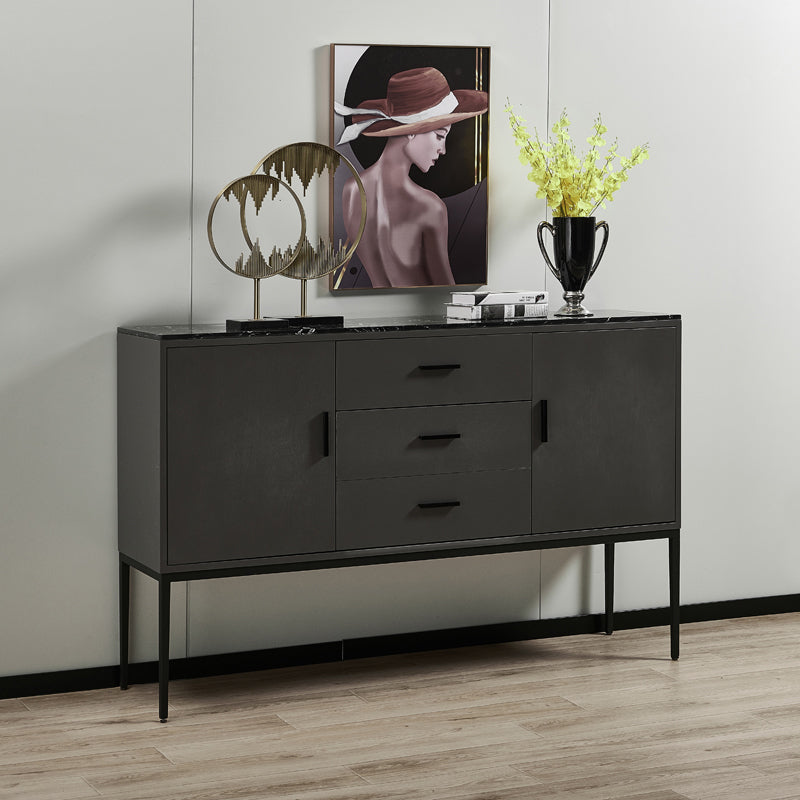 Glam Sideboard Table with Stone Top Buffet Sideboard Cabinets and Storage