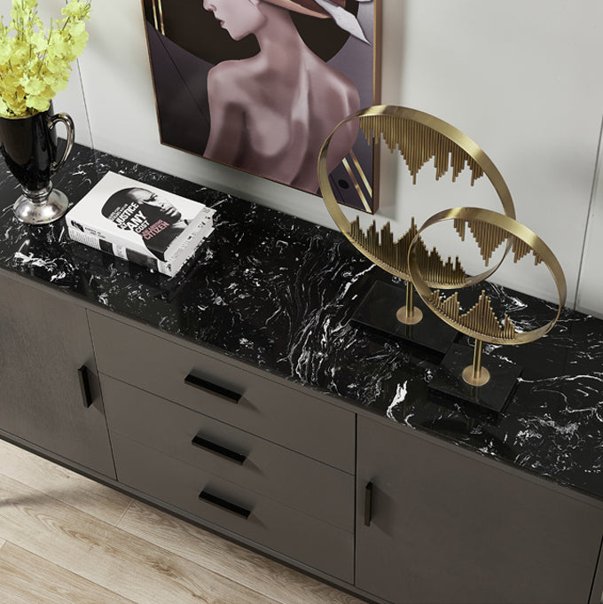 Glam Sideboard Table with Stone Top Buffet Sideboard Cabinets and Storage