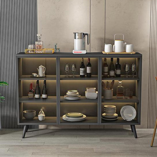 Modern Engineered Wood Sideboard 37.4"H Buffet Server with Glass Doors