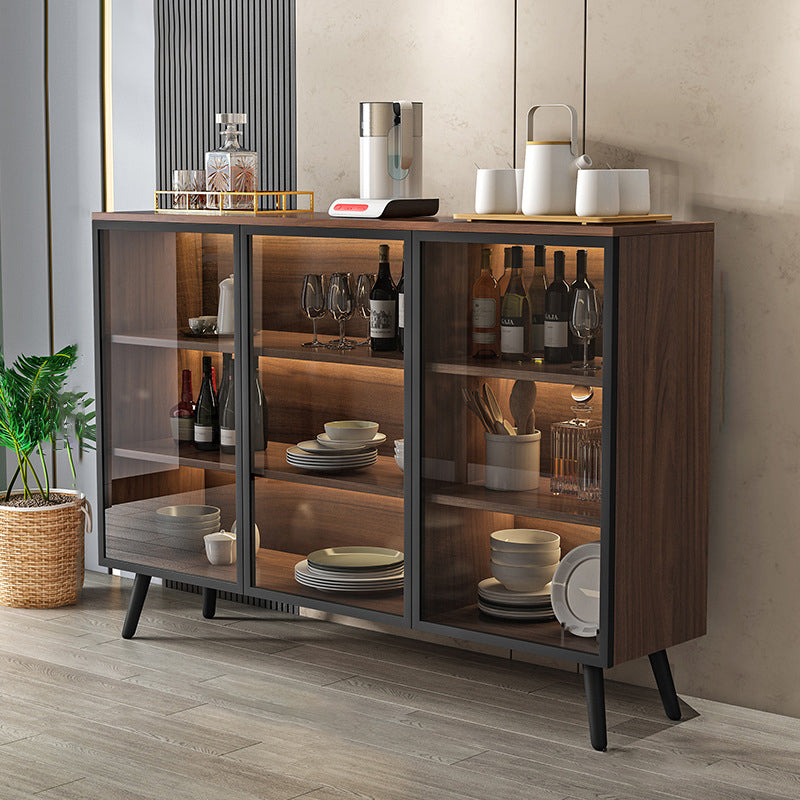 Modern Engineered Wood Sideboard 37.4"H Buffet Server with Glass Doors