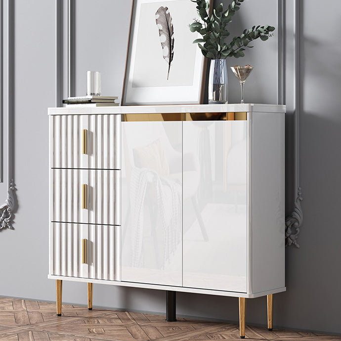 Glam Style Stone Sideboard Buffet Dining Room 34"H 3-Drawers Buffet Server in White