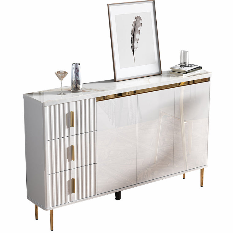 Glam Style Stone Sideboard Buffet Dining Room 34"H 3-Drawers Buffet Server in White