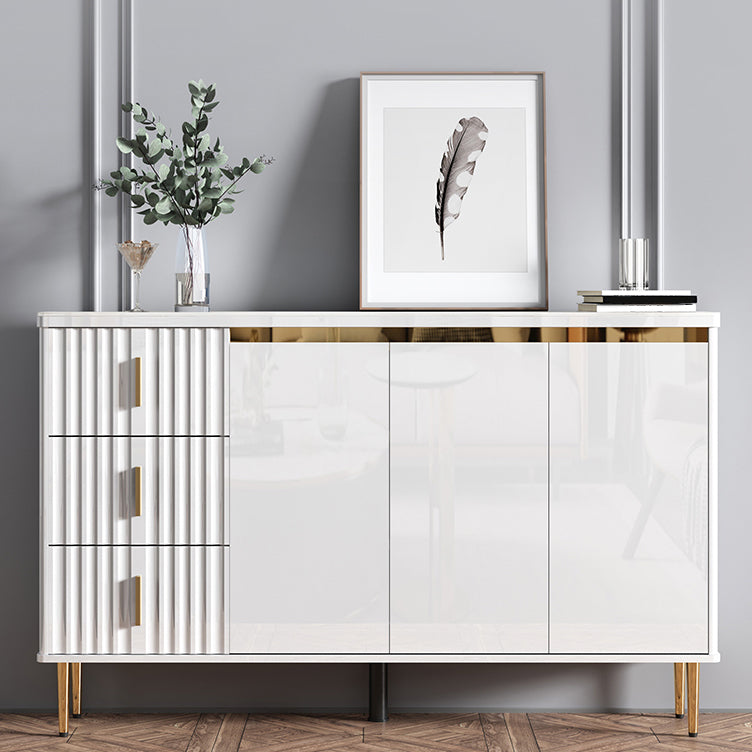 Glam Style Stone Sideboard Buffet Dining Room 34"H 3-Drawers Buffet Server in White