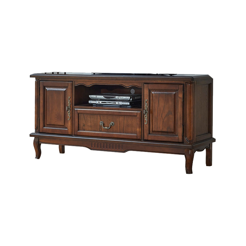 Solid Wood Home TV Stand Traditional TV Cabinet with Splayed Wooden Legs