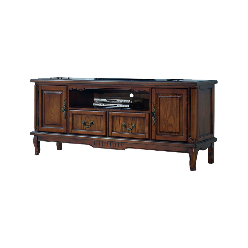 Solid Wood Home TV Stand Traditional TV Cabinet with Splayed Wooden Legs