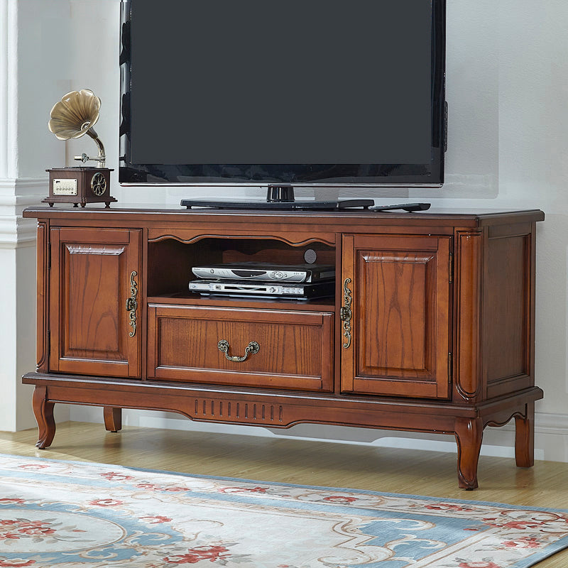 Solid Wood Home TV Stand Traditional TV Cabinet with Splayed Wooden Legs