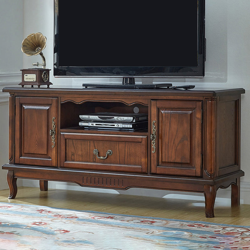 Solid Wood Home TV Stand Traditional TV Cabinet with Splayed Wooden Legs