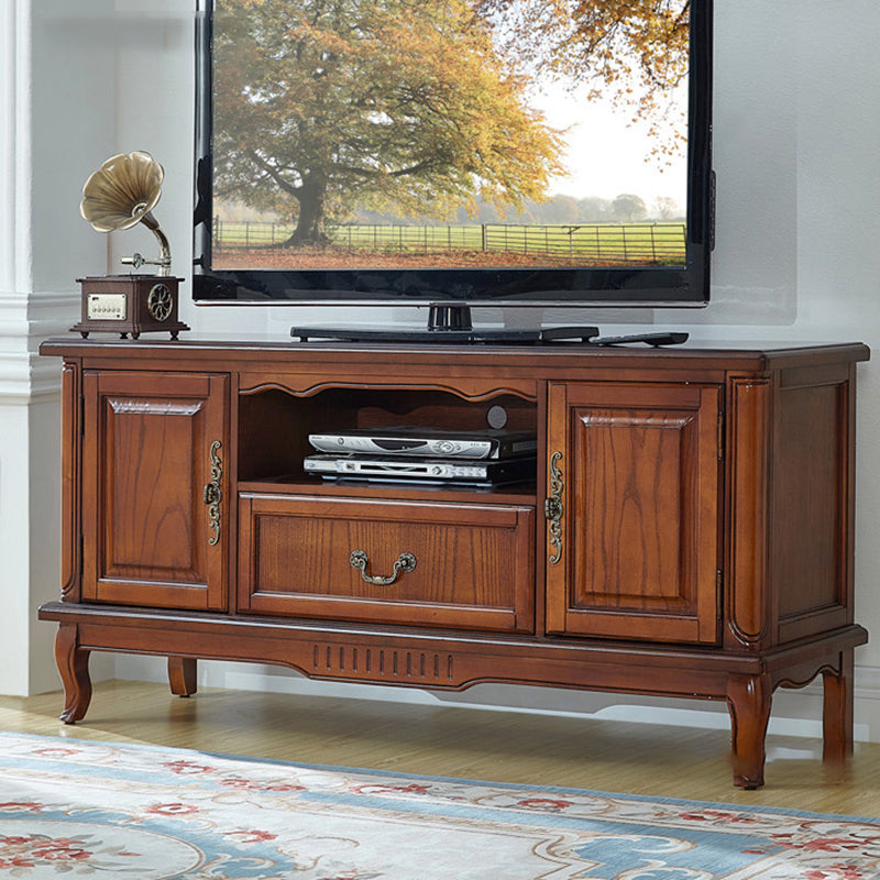 Solid Wood Home TV Stand Traditional TV Cabinet with Splayed Wooden Legs