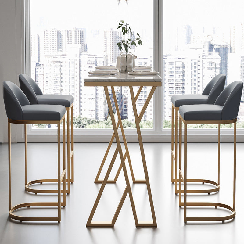 Sintered Stone Bar Table Set 1/2/5 Pieces Indoor White Bar Table with Low Back Bar Stools