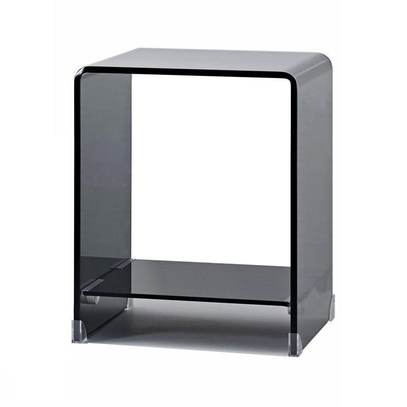 Glass Night Table, Contemporary Black/Clear Nightstand Or End Table