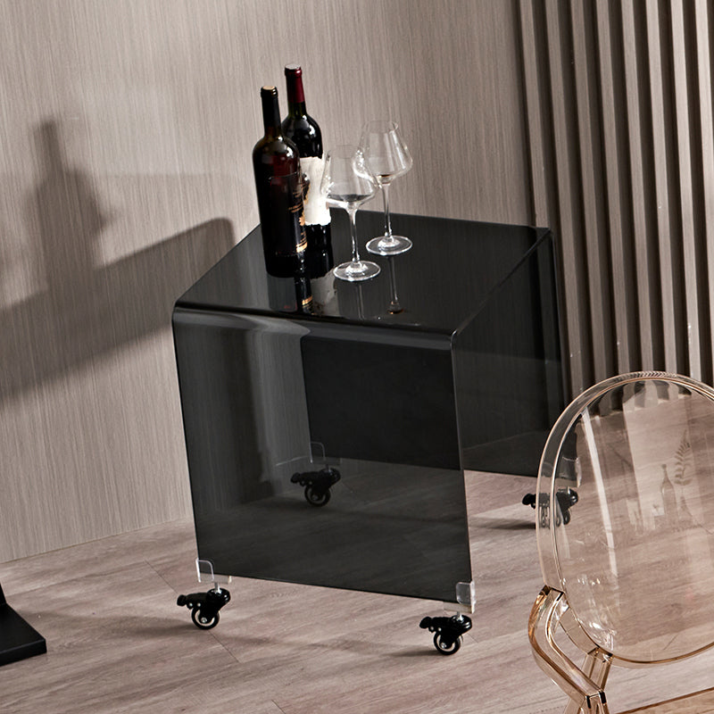 Glass Night Table, Contemporary Black/Clear Nightstand Or End Table