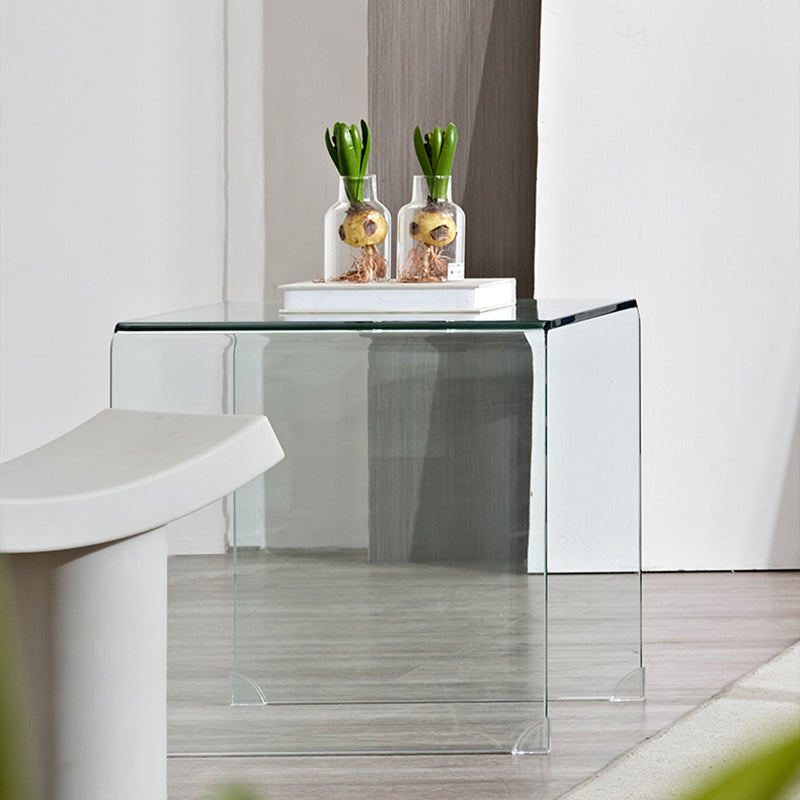 Glass Night Table, Contemporary Black/Clear Nightstand Or End Table