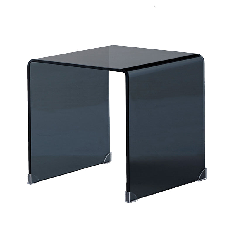 Glass Night Table, Contemporary Black/Clear Nightstand Or End Table