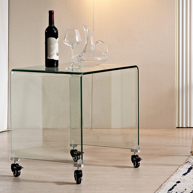 Glass Night Table, Contemporary Black/Clear Nightstand Or End Table