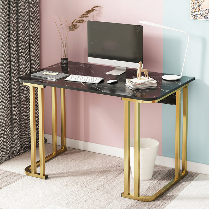 28.3 Inch Height Writing Desk Rectangular Glam Wooden Office Desk