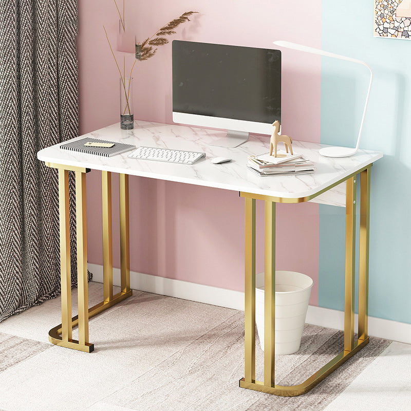 28.3 Inch Height Writing Desk Rectangular Glam Wooden Office Desk