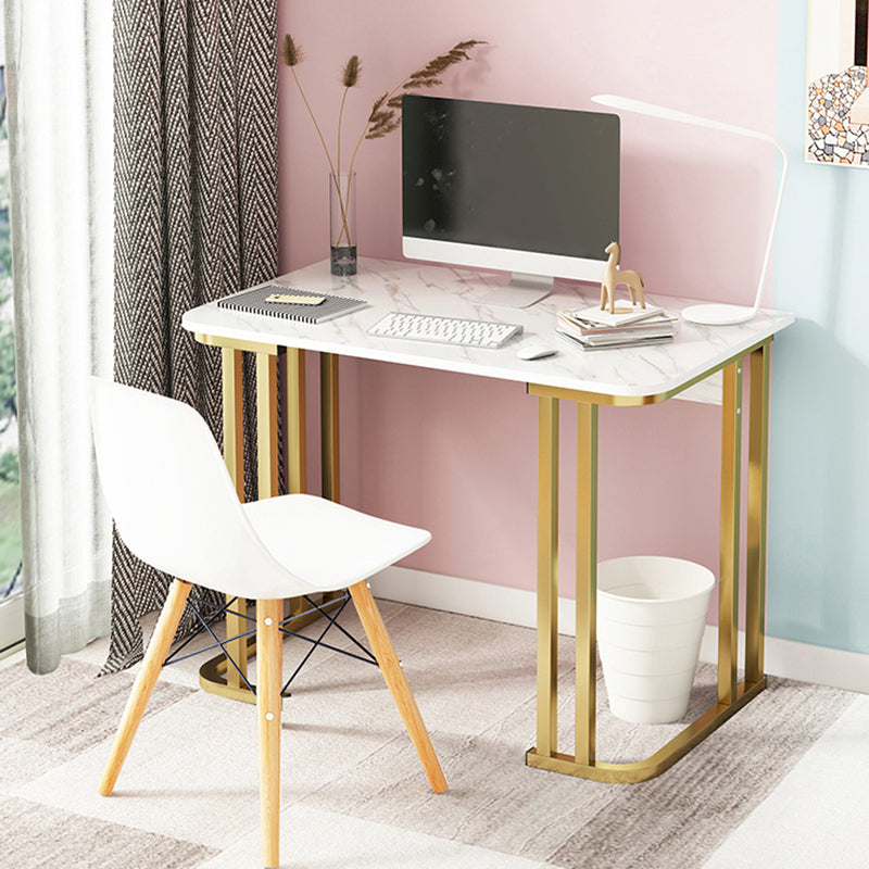 28.3 Inch Height Writing Desk Rectangular Glam Wooden Office Desk