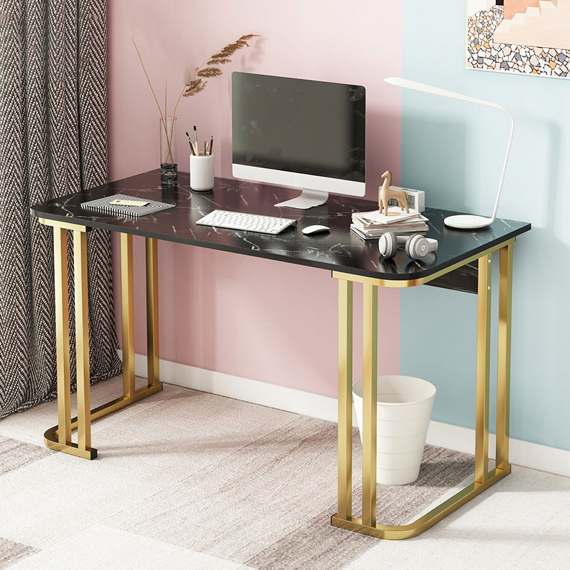 28.3 Inch Height Writing Desk Rectangular Glam Wooden Office Desk