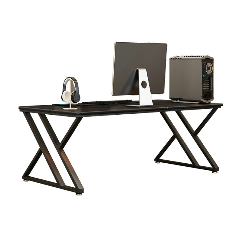 Black Rectangular Writing Desk Bedroom Office Desk with Metal Legs