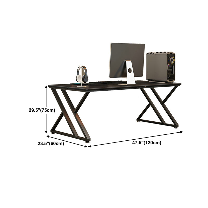 Black Rectangular Writing Desk Bedroom Office Desk with Metal Legs