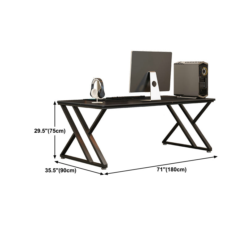 Black Rectangular Writing Desk Bedroom Office Desk with Metal Legs