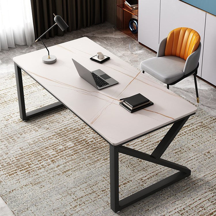 Contemporary Office Desk Rectangular Writing Desk with Metal Legs