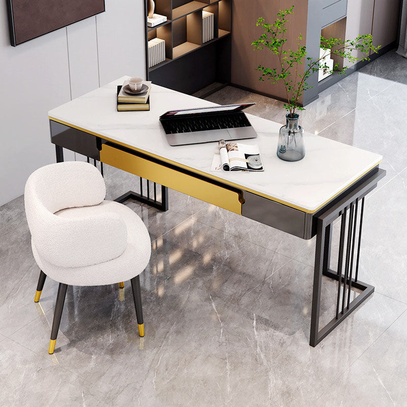 Contemporary Style Stone Computer Desk Rectangular Office Desk