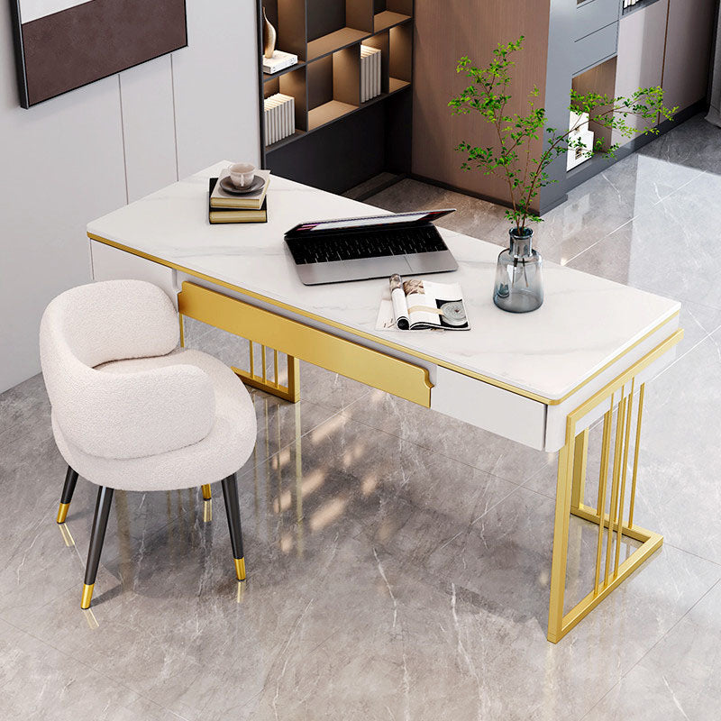 Contemporary Style Stone Computer Desk Rectangular Office Desk