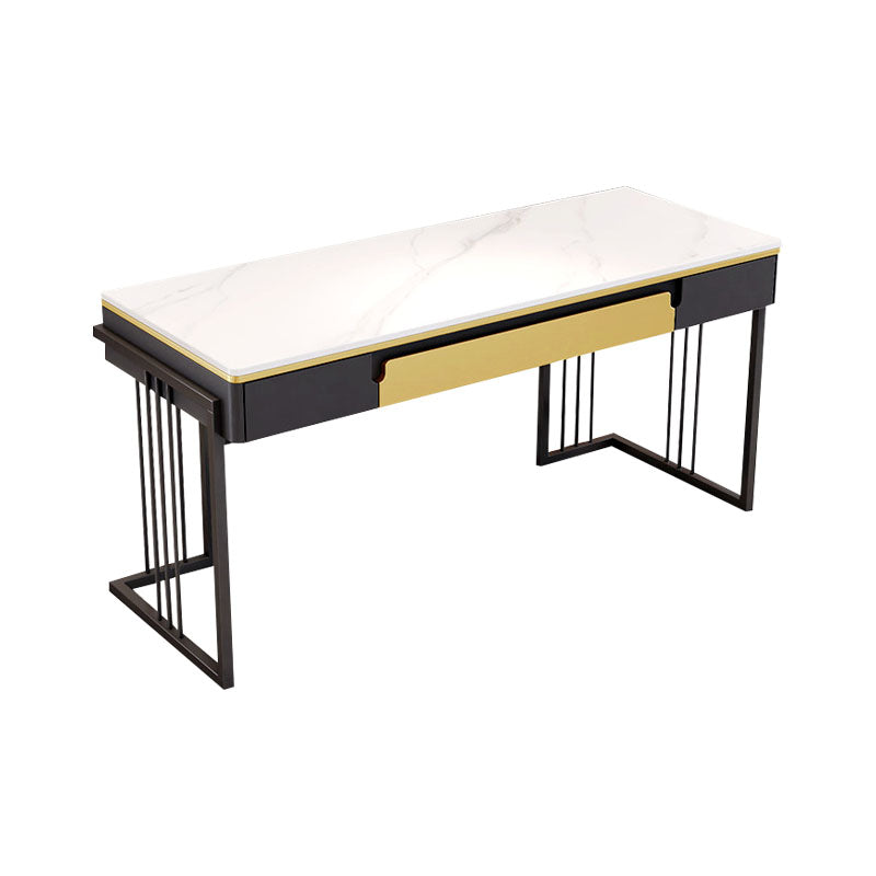 Contemporary Style Stone Computer Desk Rectangular Office Desk