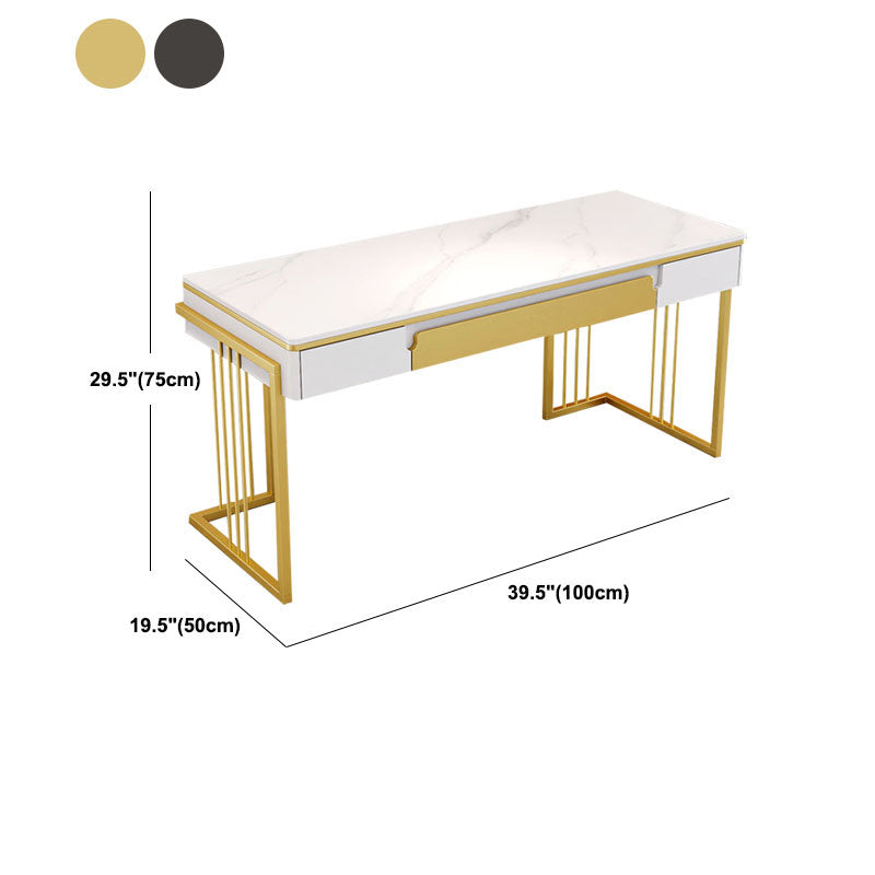 Contemporary Style Stone Computer Desk Rectangular Office Desk