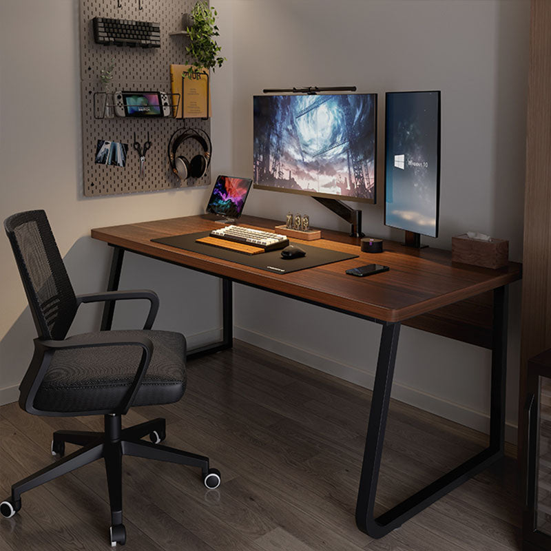 Rectangular Office Desk Wooden and Metal Writing Desk, Natural