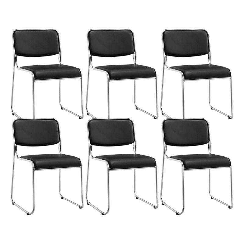 Modern Armless Upholstered Office Chair Black Leather Management Conference Chair