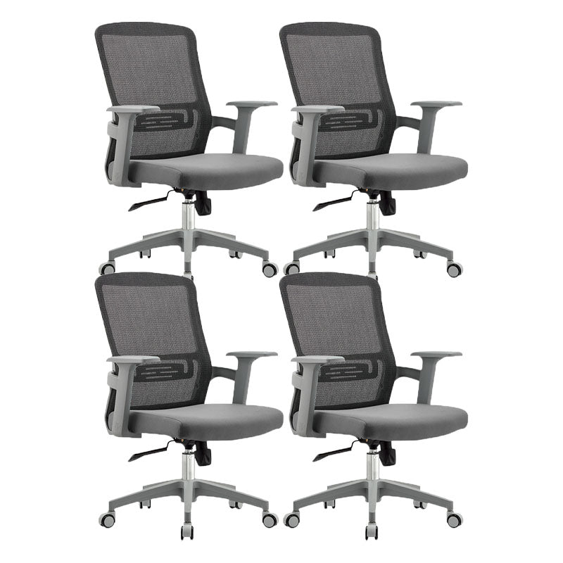 Modern Fixed Arms Desk Chair Mid Back Lumbar Support Desk Chair