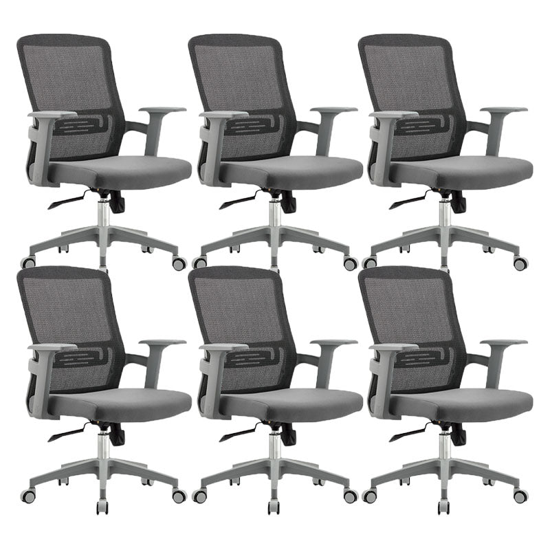 Modern Fixed Arms Desk Chair Mid Back Lumbar Support Desk Chair