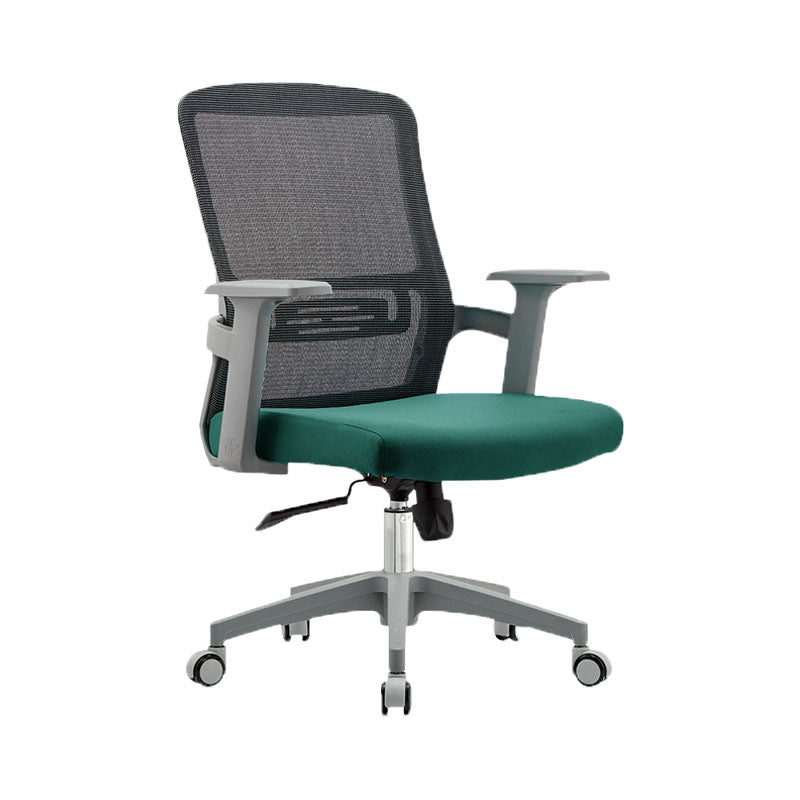 Modern Fixed Arms Desk Chair Mid Back Lumbar Support Desk Chair